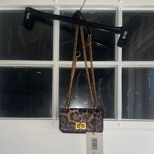 Steve Madden Leopard Mini Bag with Gold Chain